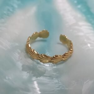 anillo banda de multiples conchas de camino de santiago de plata de ley chapada en oro